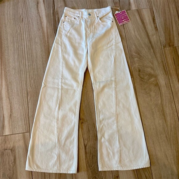 MOTHER Denim - MOTHER The Shanks Jeans Womens Size 24 Ivory High-Rise Wide-Leg Denim